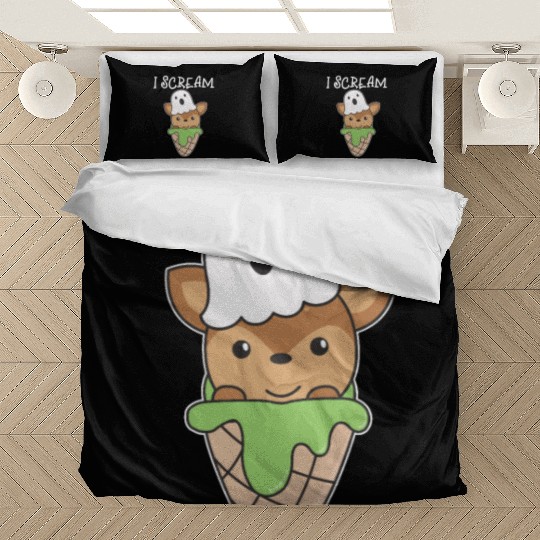 Deer Halloween Ghost I Scream Ice Cream Pun Bedding Sets