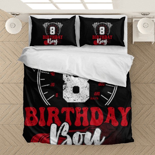 Kids Birthday Boy 8 Eight Race Car 8th Birthday Bedding Sets