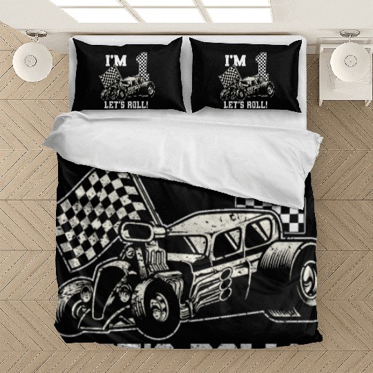 Kids Race Racing 1st Birthday Boy 1 One Toddler Bedding Sets