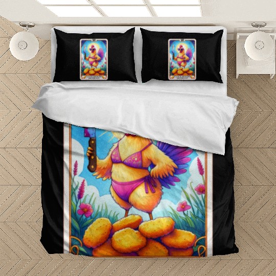Funny Chicken Tarot Card, FAFO, Hilarious Bedding Sets