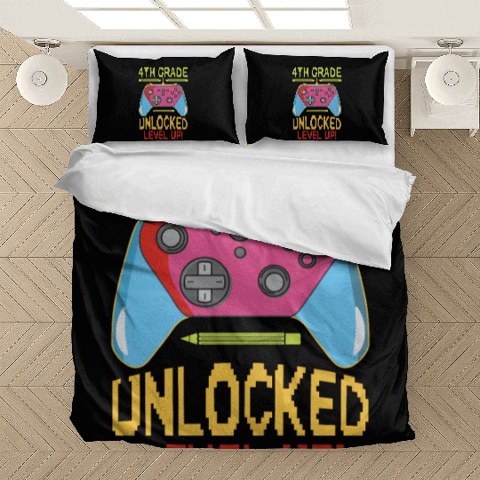 4th Grade Unlocked Level Up Video Gamer Bedding Sets Back