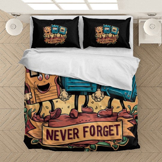 Never Forget Mens Cassette Tape VHS Gamer Old Scho Bedding Sets