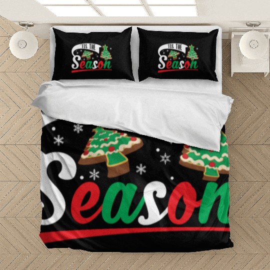 Tis The Season Christmas Cakes Retro Xmas Pajamas Bedding Sets
