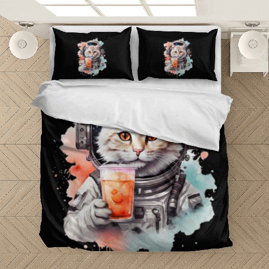 Space Cat Japanese Retro Kawaii Cute Kawaii Astron Bedding Sets