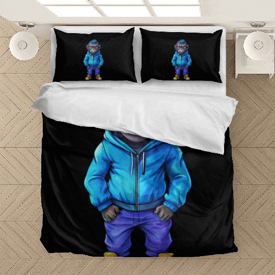 Illustration of a hip-hop chibi gorilla. Bedding Sets