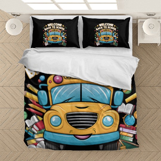 Welcome Back To School Bus Happy First Day Of Scho Bedding Sets