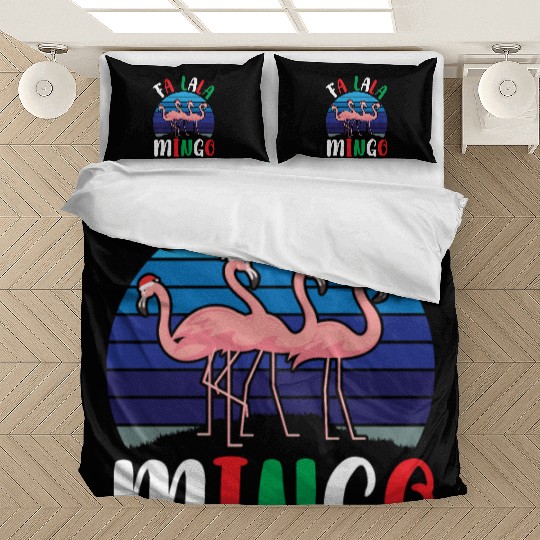 Candy Cane Flamingoes Fa La La Mingo Flamingo Bedding Sets