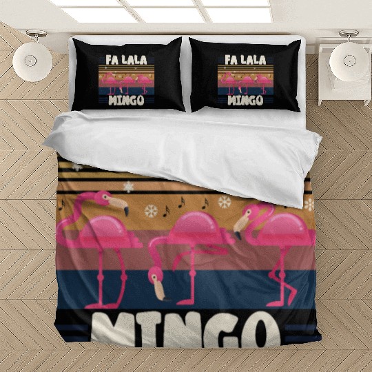Candy Cane Flamingoes Fa La La MINGO Flamingo Bedding Sets