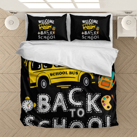 Welcome Back To School Funny School Bus Teachers K Bedding Sets