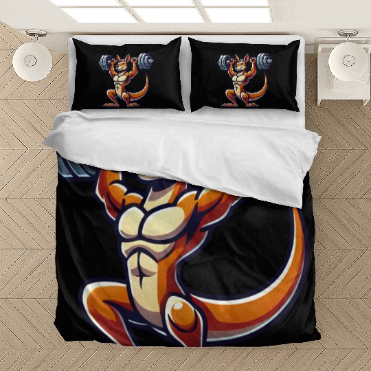 Kangaroo barbell gym fitness workout training Bedding Sets