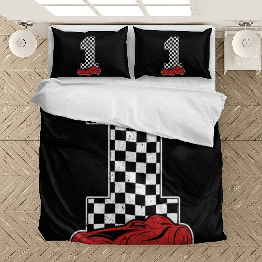 01 Year Old Pit Crew Boy Car Racing 1st Birthday Bedding Sets