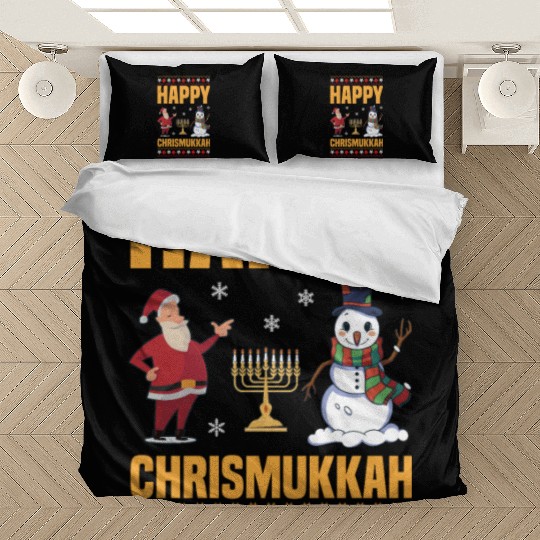 Happy Chrismukkah Funny Hanukkah Christmas Santa Bedding Sets