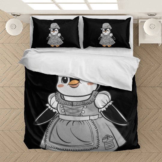 Penguin in Traditional Bavarian Outfit with Hat Bedding Sets