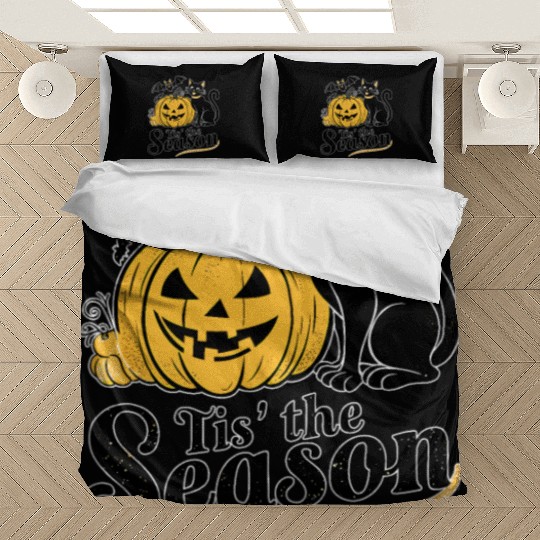 Tis the season Halloween bats pumpkin fall funny Bedding Sets