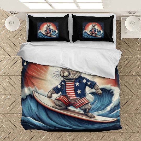 Stars & Stripes Surfer Bunny Bedding Sets