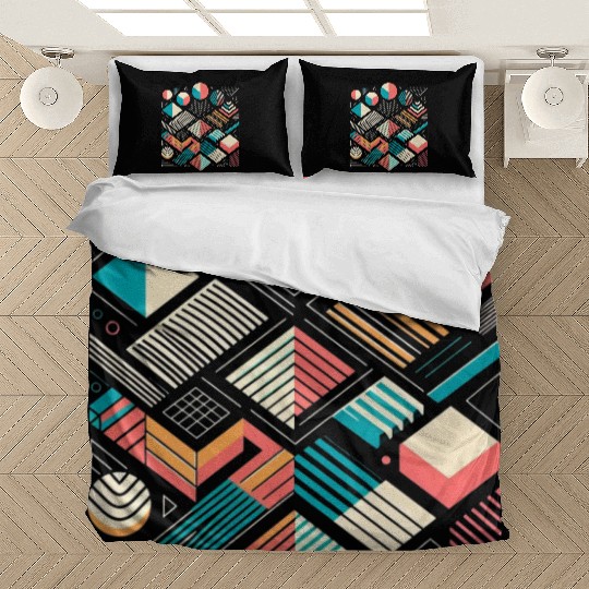 Retro Geometric Shapes 80s 90s Style 1 Bedding Sets