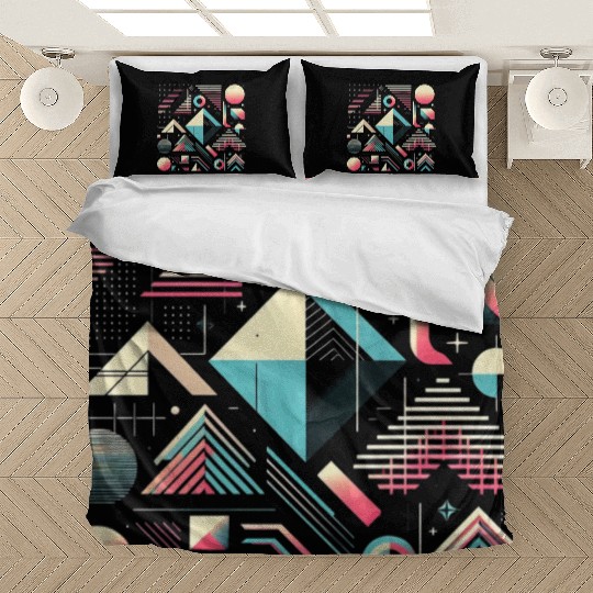 Retro Geometric Shapes 80s 90s Style 2 Bedding Sets
