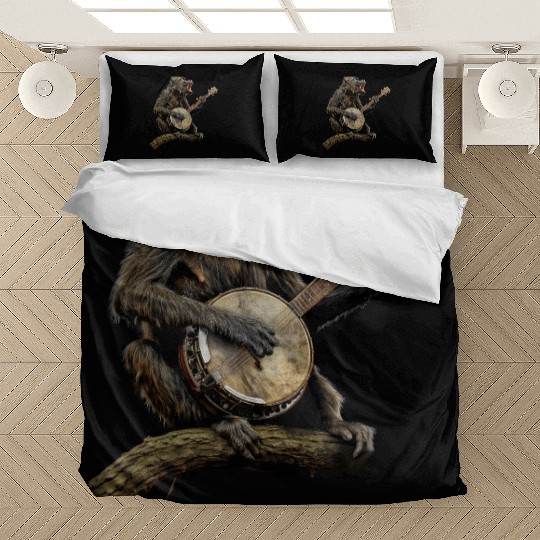 Baboon Monkey Bluegrass Banjo Player Bedding Sets