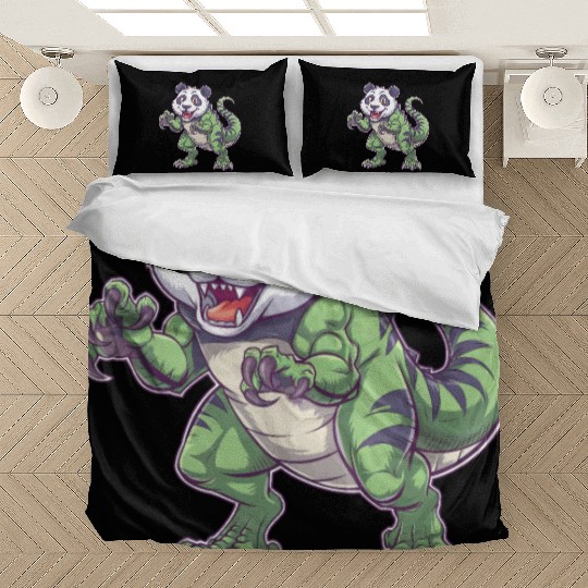 Dino dinosaur T-Rex panda fantasy creature quirky Bedding Sets