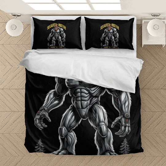 Retro Bigfoot Design, Sasquatch Robot Graphic Bedding Sets