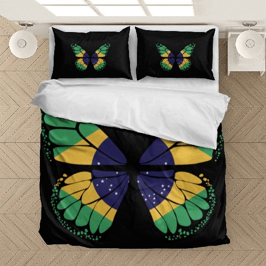 Brazilian Flag Patriotic Butterfly Lover Design Bedding Sets