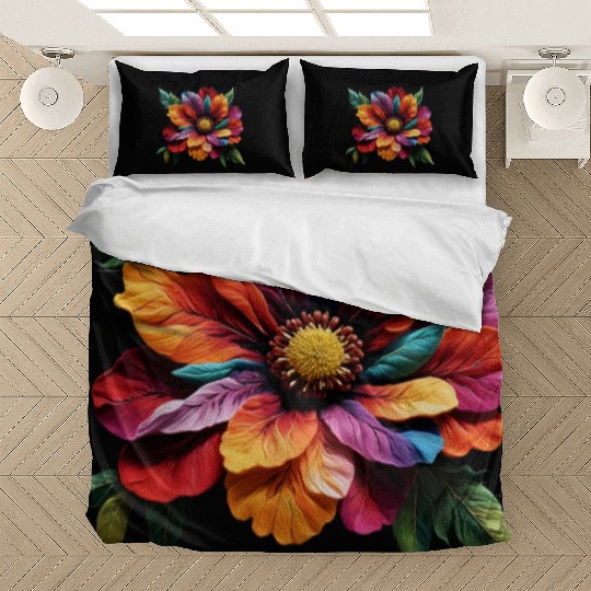 Spectrum Bloom - A Symphony of Floral Hues Bedding Sets