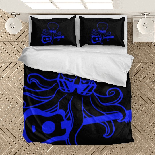 Cool Octopus Kraken Squid Plays Guitar Guitarist Bedding Sets