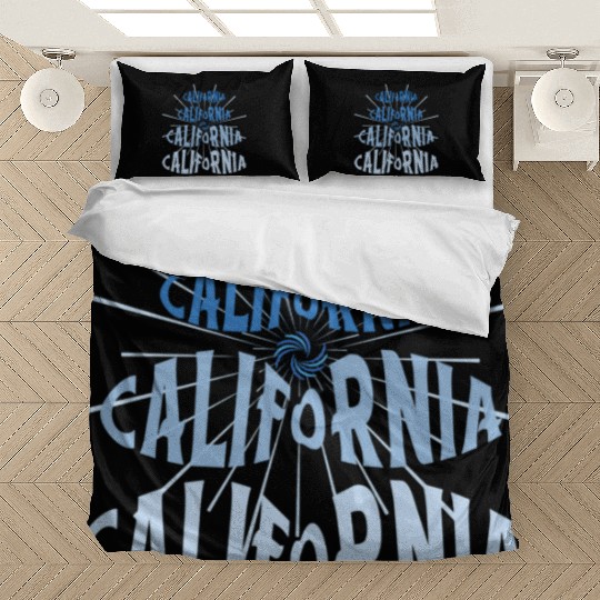 California West Coast Golden State Blue Graphic Bedding Sets