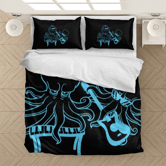 Two Octopus Kraken Squid Guitar Keyboard Band Team Bedding Sets
