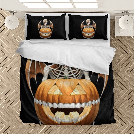 "Heavy Metal Skeletons and Skulls Halloween Art Bedding Sets