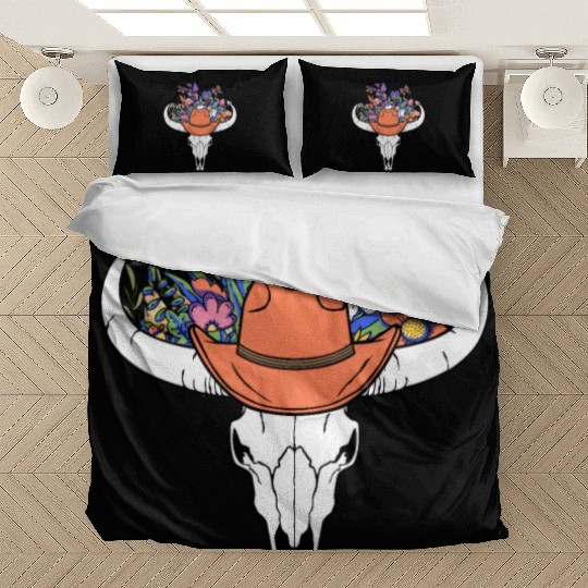 wildflower with Cow Skull blooming Bedding Sets