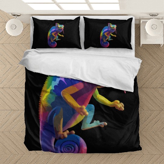 Psychedelic Chameleon Vibes Bedding Sets