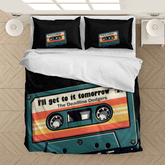 Running on Music and Procrastination - Retro Humor Bedding Sets