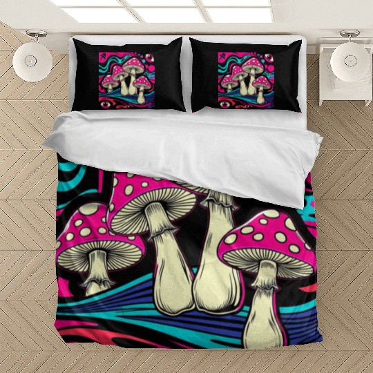 Psychedelic Shrooms: Neon Fungi Fantasy Bedding Sets