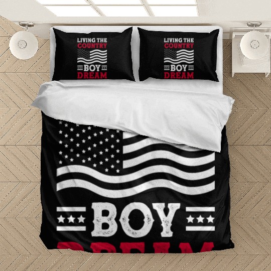 Small Town Us Flag Country Livin Boy Bedding Sets