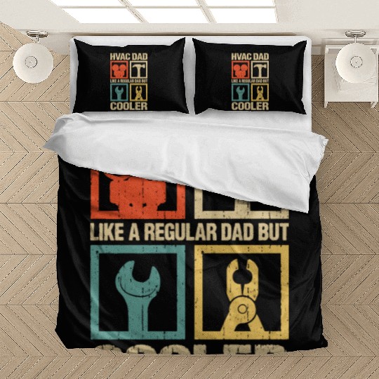HVAC Dad But Cooler Funny HVAC Technician Father Bedding Sets