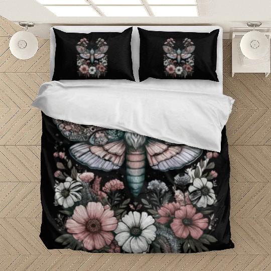 Fairycore Floral Moth Pastel Fairycore Aesthetic Bedding Sets