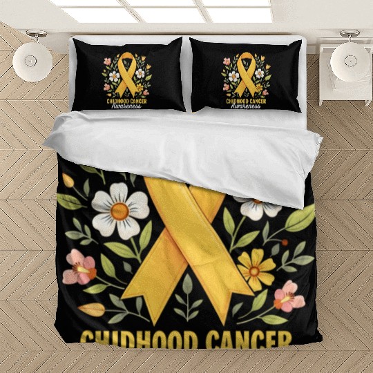 Childhood Cancer Awareness Hippie Flower Ribbon Bedding Sets