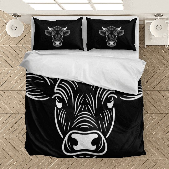 Cow face cows design farm animal art path1 Bedding Sets
