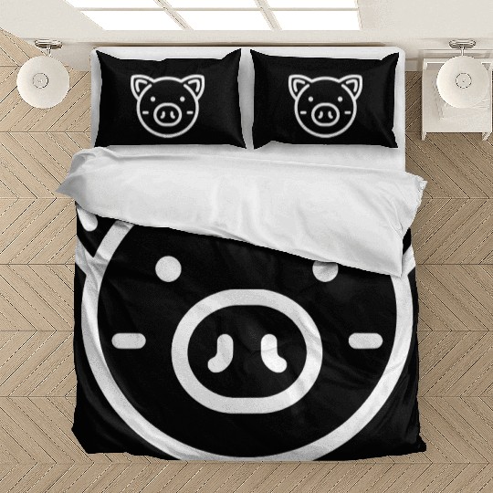 Pig face cute pigs vector farm animal path13 Bedding Sets