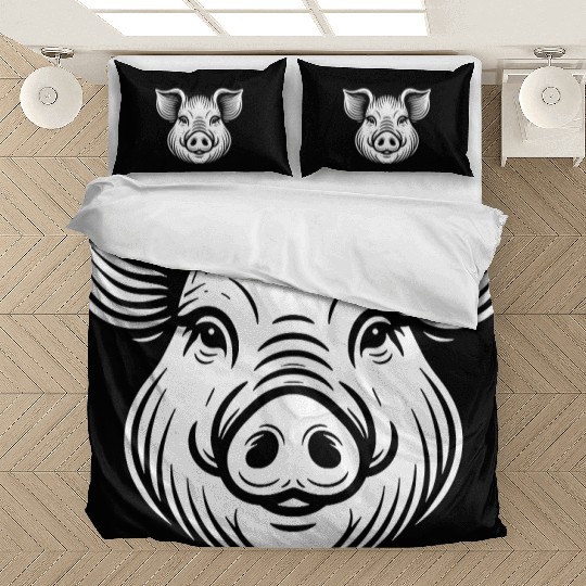 Pig face pigs vector farm animal path18 Bedding Sets