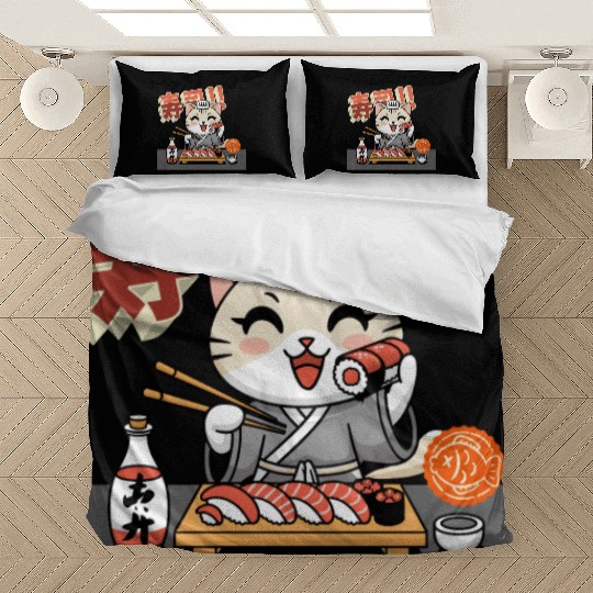 Sushi Chef Cat Adorable Culinary Cat Design Bedding Sets