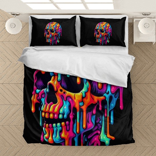 Vibrant Psychedelic Skull Bedding Sets
