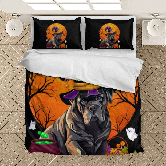 Funny Cane Corso Dog Witch Halloween Dog Lover Bedding Sets