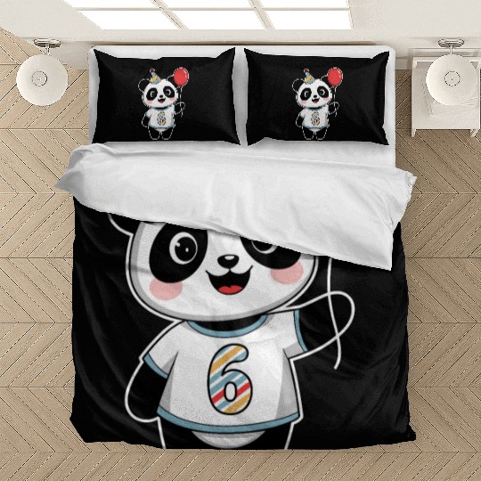 6th Birthday Panda Party Theme with Balloon Bedding Sets