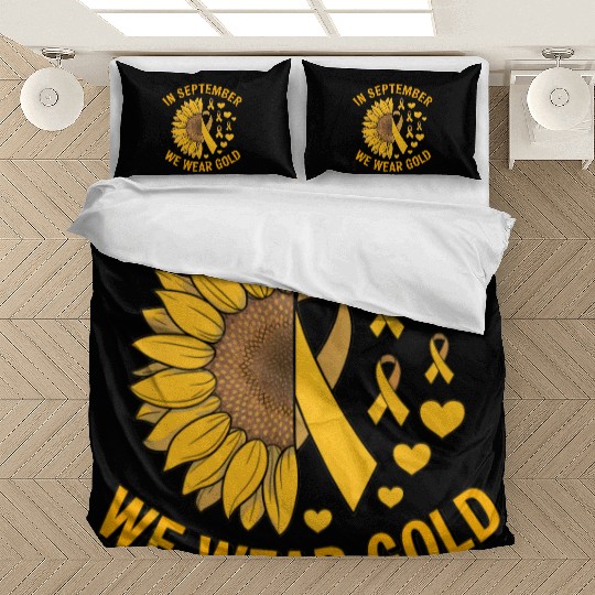 September We Wear Gold Childhood Cancer Awareness Bedding Sets