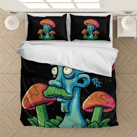 Mushroom Moustache Man – Trippy Fungi Art Bedding Sets