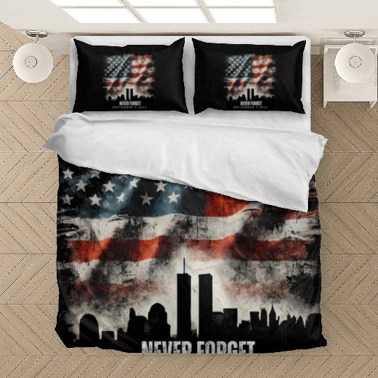 Never Forget September 11 2001 Memorial Day Flag Bedding Sets