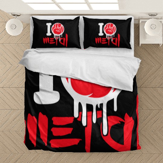 I Love Heavy Metal Hard Rock Music Graffiti Heart Bedding Sets