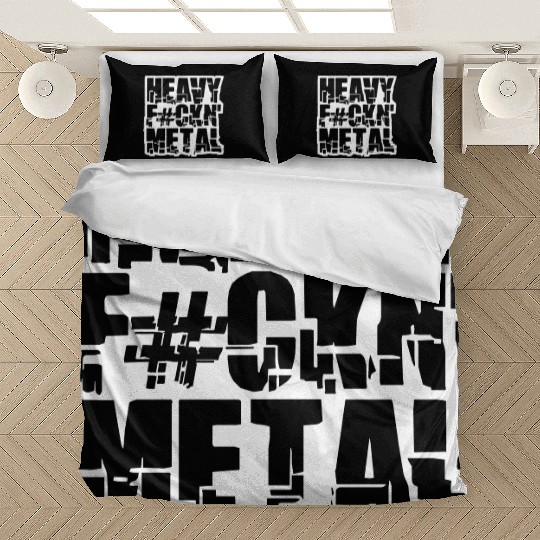 Heavy F#ckin' Metal Hard Rock Fun Music Text Quote Bedding Sets